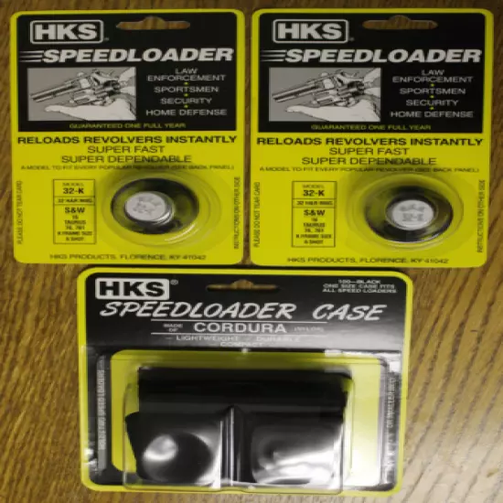 (2 PACK with Pouch) HKS 32-K Speedloaders [6-shot .32 H&R Mag K-Frame]+HKS Case 