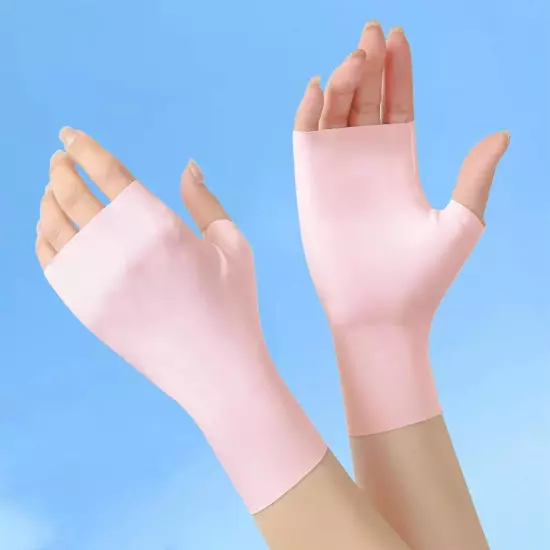 Women Fingerless Sun Protection Gloves Half Finger Sunscreen Anti-UV Gloves Soft