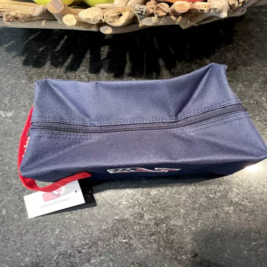 Vineyard Vines Toiletry Cosmetic Bag Canvas Dopp Kit Red White Blue Whale Logo