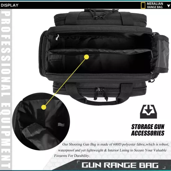 Range Bag -Tactical Gun Range Bag for Handguns,Pistols and Ammo.Padded Shooting