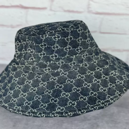 Gucci Eco Washed Gg Denim Wide Brim Hat Large