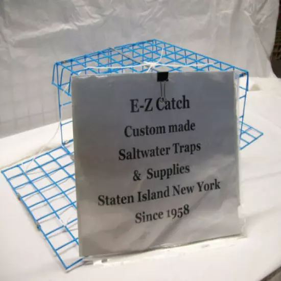 NEW E-Z Catch BLUE Fold-A-Way Premium Quality Two Door Crab Trap 12" X 12" X 6"