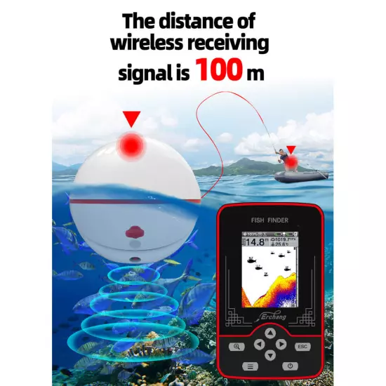 Underwater Wireless Rechargeable Fish Finder Depth Echo Sounder Lake Sea Fishing