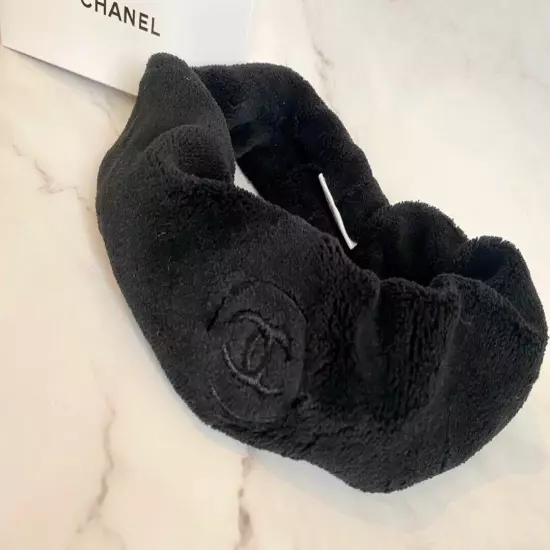 Chanel Fabric Hair Band Headbund Black Novelty Limited Edition 6cm w/Box