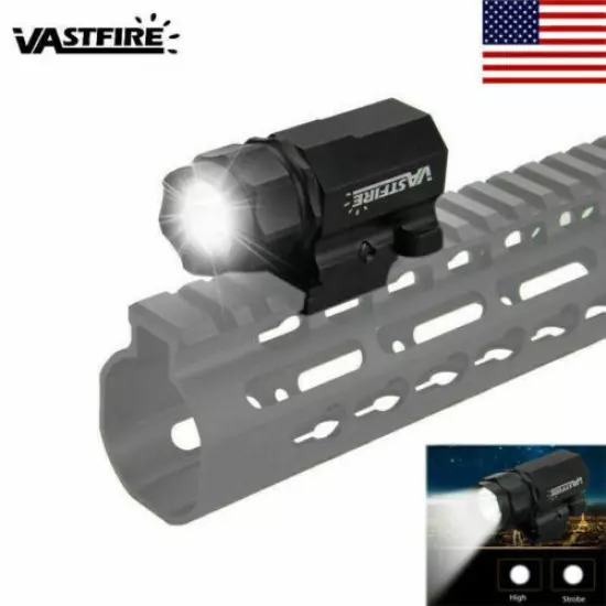 Tactical Compact Flashlight w/Picatinny Rail Mount For Pistols/Rifle/Gun/Handgun