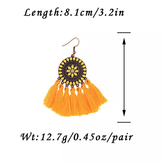 Fashion Women Bohemian Earrings Long Tassel Fringe Drop Dangle Ear Stud Jewelry