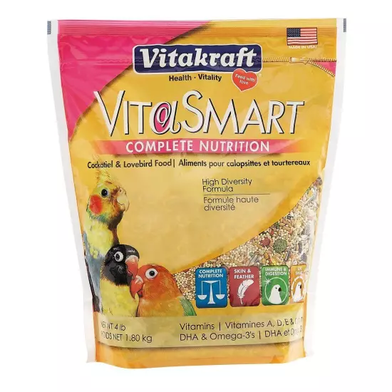 Vita Smart Gourmet Cockatiel and Lovebird Food - Vitamin-Fortified - Daily Pe...