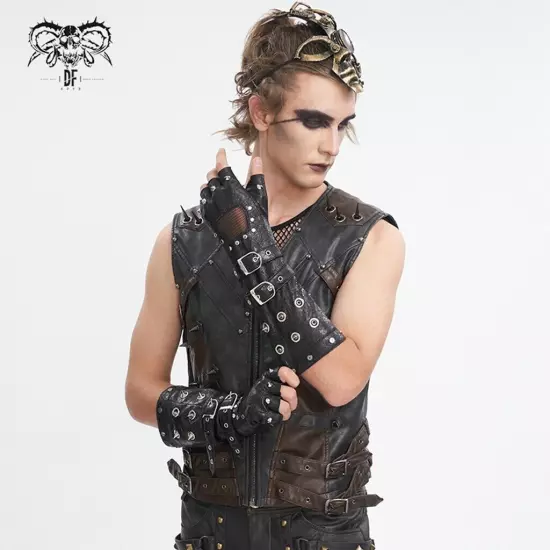 Devil Fashion Men Black Red Gothic Punk Spiked Rivet Belt Decoration Gloves