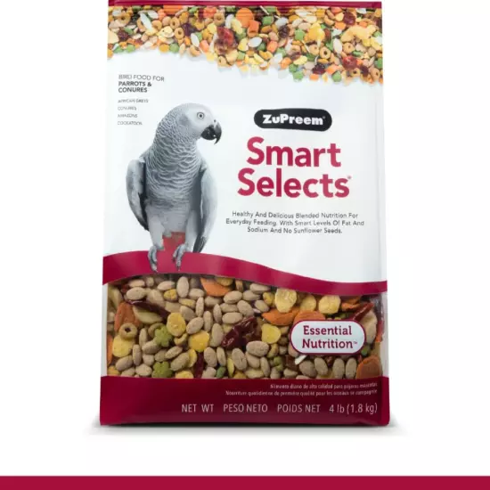 Zupreem Smart Selects Parrot And Conure Bird Food 4 Lb