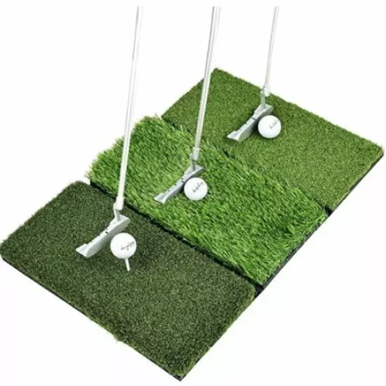 Golf Mat Set - Tri Turf Foldable Golf Hitting Mat, 2 Real Golf Balls - 4 Rubber 