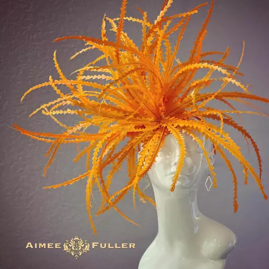 Aimee Fuller Kentucky Derby Fascinator Big Hat Rainbow Yellow Red Royal Ascot