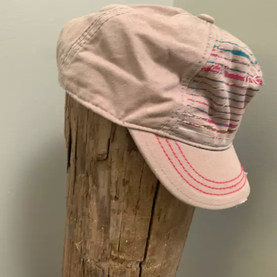 ROXY DISTRESSED BEIGE & PINK BASEBALL HAT WOMANS ONE SIZE