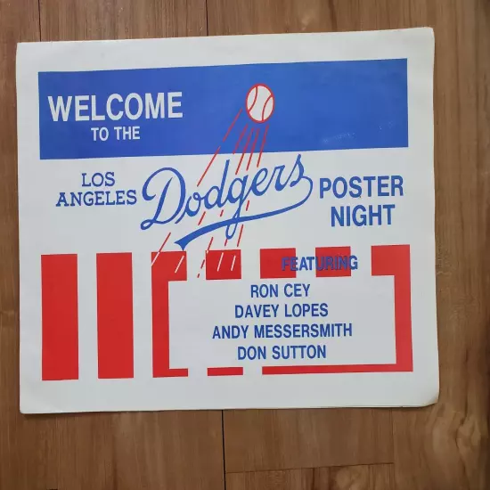 RARE VINTAGE 1975 LOS ANGELES DODGERS POSTER NIGHT CEY LOPES SUTTON MUSSERSMITH