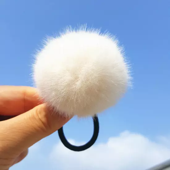 2/1PCS 6/5cm Fluffy Pompom Elastic Hair Ties Bobbles Fur Ball Ponytail Band