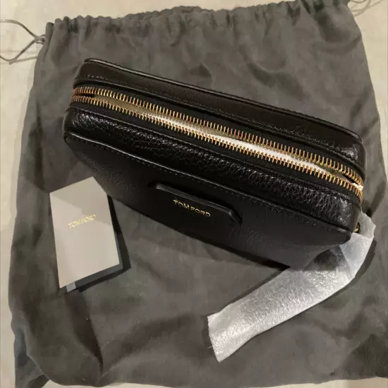 Tom Ford Grained Calfskin Medium Cosmetic Pouch Black Dust Bag (DAMAGED!)