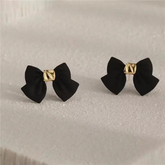 Fashion 18k Gold Plated Bow Stud Earrings Womens Girls Jewellery Party Red/Black