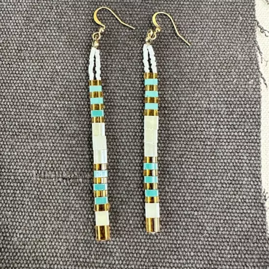 NWT Belk Silverworks Beaded Southwestern Earrings Pierced Dangle