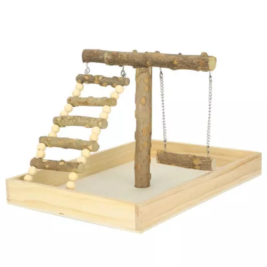 Natural Wood Bird Perch Stand Play Training Rack for Small Birds Activities