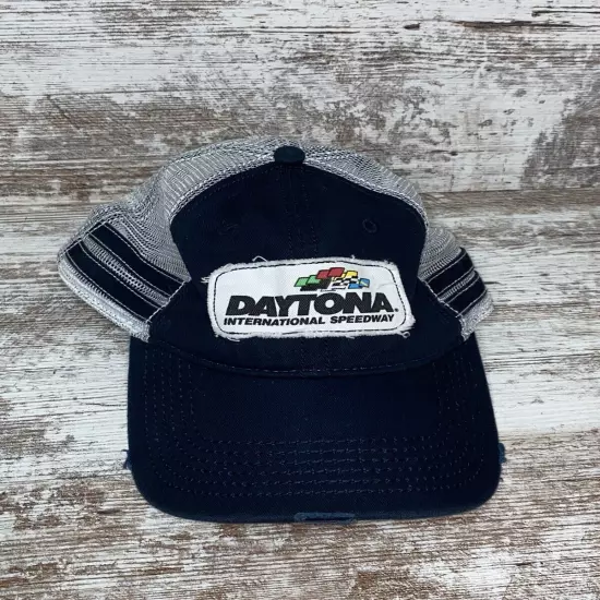 Daytona International Speedway Adjustable Distressed Hat Cap Nascar Navy