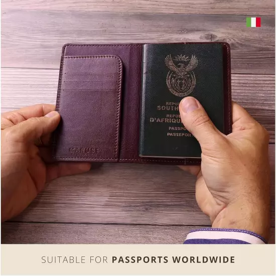 Italian Leather Passport Cover for Men and Women, Handmade in Italy, Brown