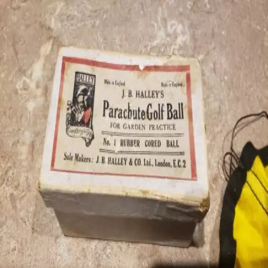 Antique Vintage J.B. Halley's Parachute Golf ball with Original box 