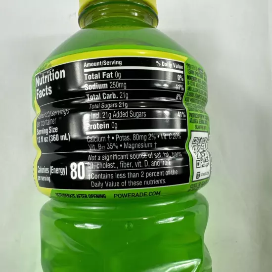 Powerade SOUR Sports Drink GREEN APPLE 28Oz 80 Cals 50% More Electrolytes Lot 10