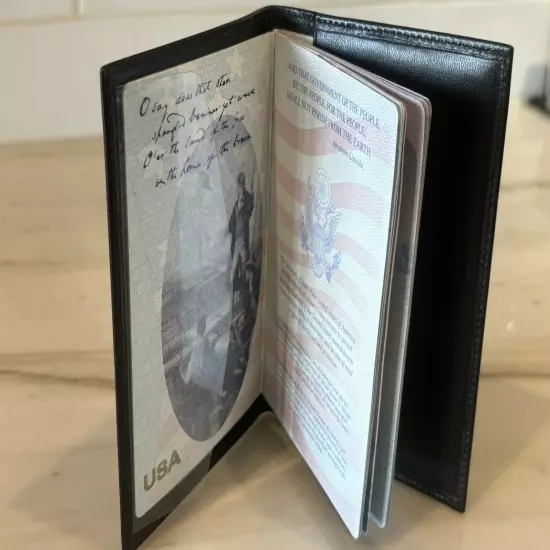 BOSCA 1911 Black Old Leather Travel Passport Holder Men Women