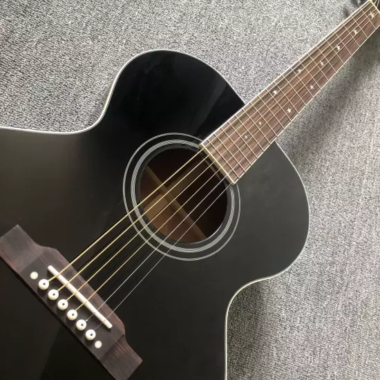 Solid spruce top, high quality black 180 series acoustic guitar,