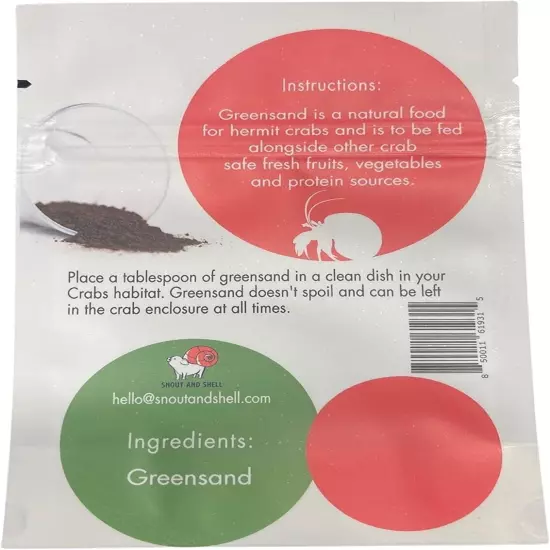 Organic Pet Hermit Crab Greensand Food Supplement - High Magnesium Iron Potassiu