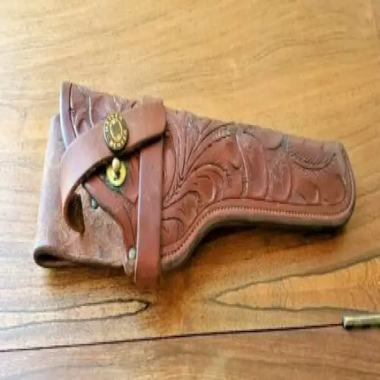 Herman H. Heiser Denver, Co. #720 Single Loop Right Side Floral Leather Holster