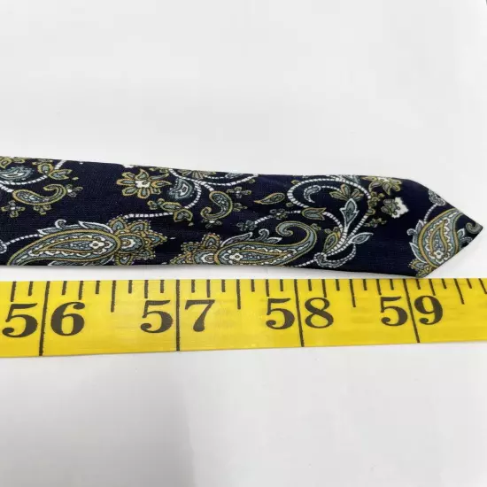 Rene Chagal Hand Made Blue Paisley Necktie Silk Tie Men's 3.5" x 59"