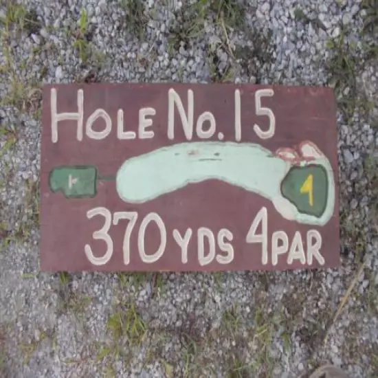 VINTAGE Hand Carved Hole No 15 Golf Painted Wood Sign 23 3/4" x 11 1/2" Folk Art