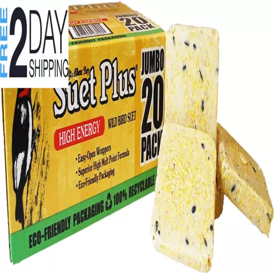 High Energy Suet Cakes, 20 Pack of 11 Oz. Suet Cakes for Wild Birds