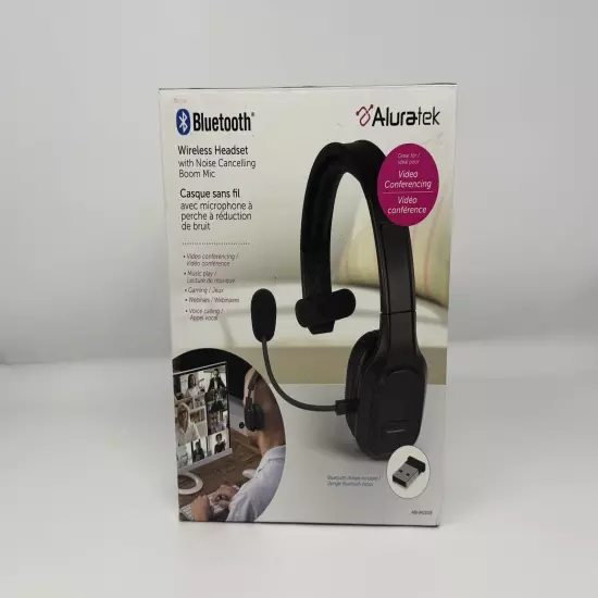 Aluratek Wireless Bluetooth Headset w/ Boom Mic Model: ABHM100F