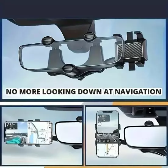 360 Car Phone Holder Rearview Mirror Mount Car Bracket Navigation GPS Stand Fold