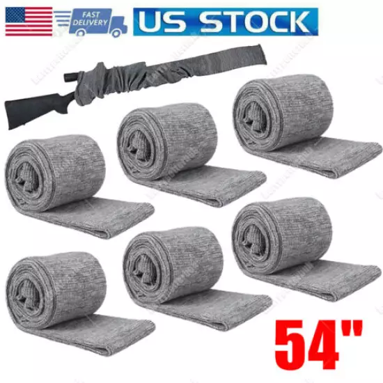 6Pcs Silicone Treated Cover Gun Sock Protection Storge Sleeve Up To 54" Gray US