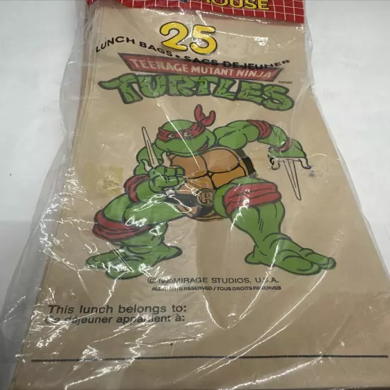 1990's Party House Raphael Teenage Mutant Ninja Turtles Lunch Bags 24 Pack OPEN