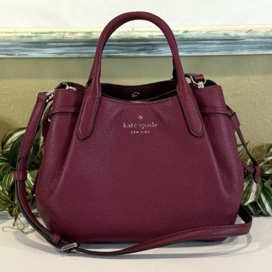 KATE SPADE DUMPLING SMALL SATCHEL CROSSBODY BAG PURSE BLACKBERRY MERLOT LEATHER