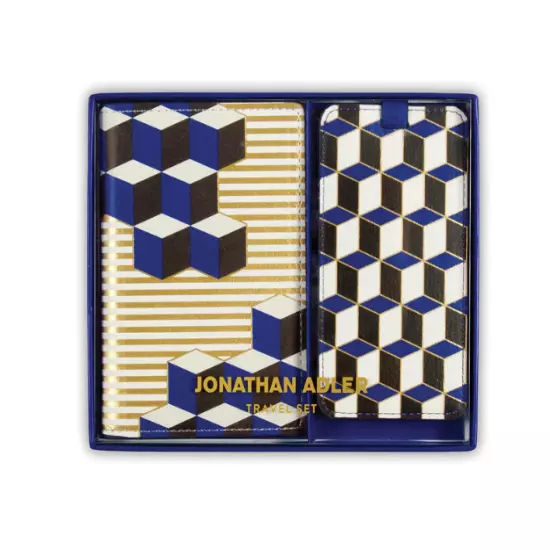 Jonathan Adler passport cover luggage tag travel set blue Versailles chic luxury