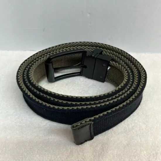 American Eagle Web Canvas Belt Black Green Mens Sz 36 Black Buckle 1 1/2"