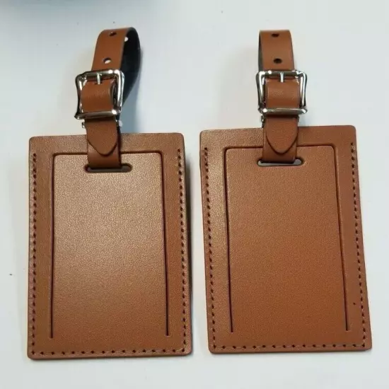 Curry's Leather Travel ID Business Card Luggage Tag Lot of 2 Made in the USA