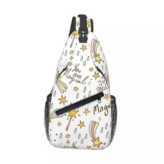 Printed Sling Backpack Crossbody Bag Travel Hiking Backpack Printed Unicorn