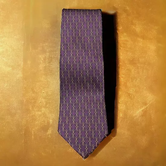 Bill Blass Expressly For The Bon Marche Men's Tie Silk Purple Geometric Vintage