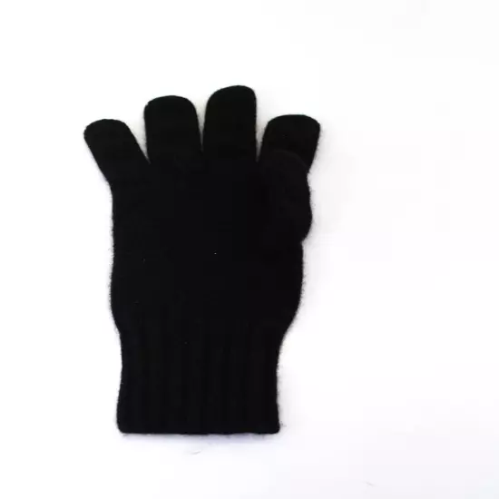 Pangaia Womens Solid Black Recycled Cashmere Knit Gloves Size M/L