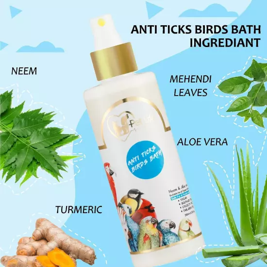 Organic & Ayurvedic Anti Ticks Birds Bath Dry/Waterless/Spray Coat-All Bird Type