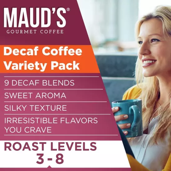 MAUD'S Decaf Coffee Pods Variety Pack 80 Count Medium Roast Arabica Coffee Pods