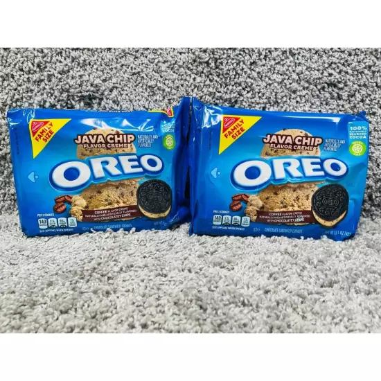 Oreo Java Chip Flavor Chocolate Sandwich Cookies Chips Family Size Lot Of 2