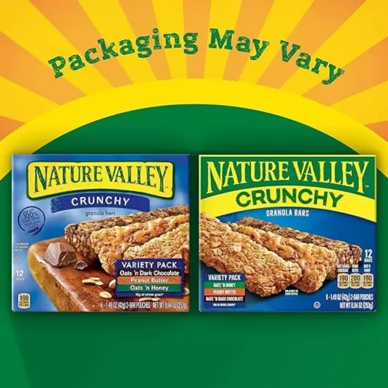 Nature Valley Crunchy Granola Bars, Variety Pack, 1.49 oz, 6 ct, 12 bars