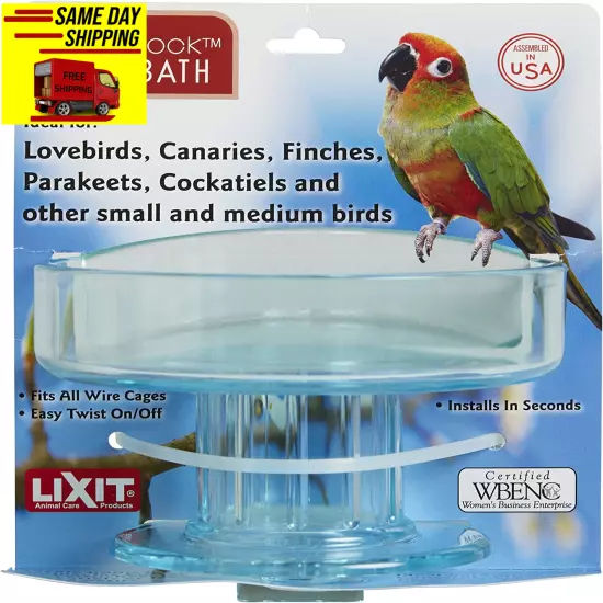 Lixit Quick Lock Bird Cage Bath for Lovebirds, Canaries, Finches, Parakeets, and