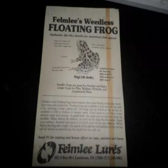  Vintage Felmlee's Weedless Floating Frog Lures